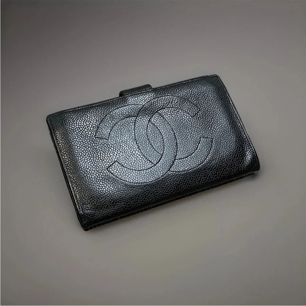 SOLD Vintage Chanel CC Black Caviar Leather Continental Long Wallet Clutch - Picture 3 of 16